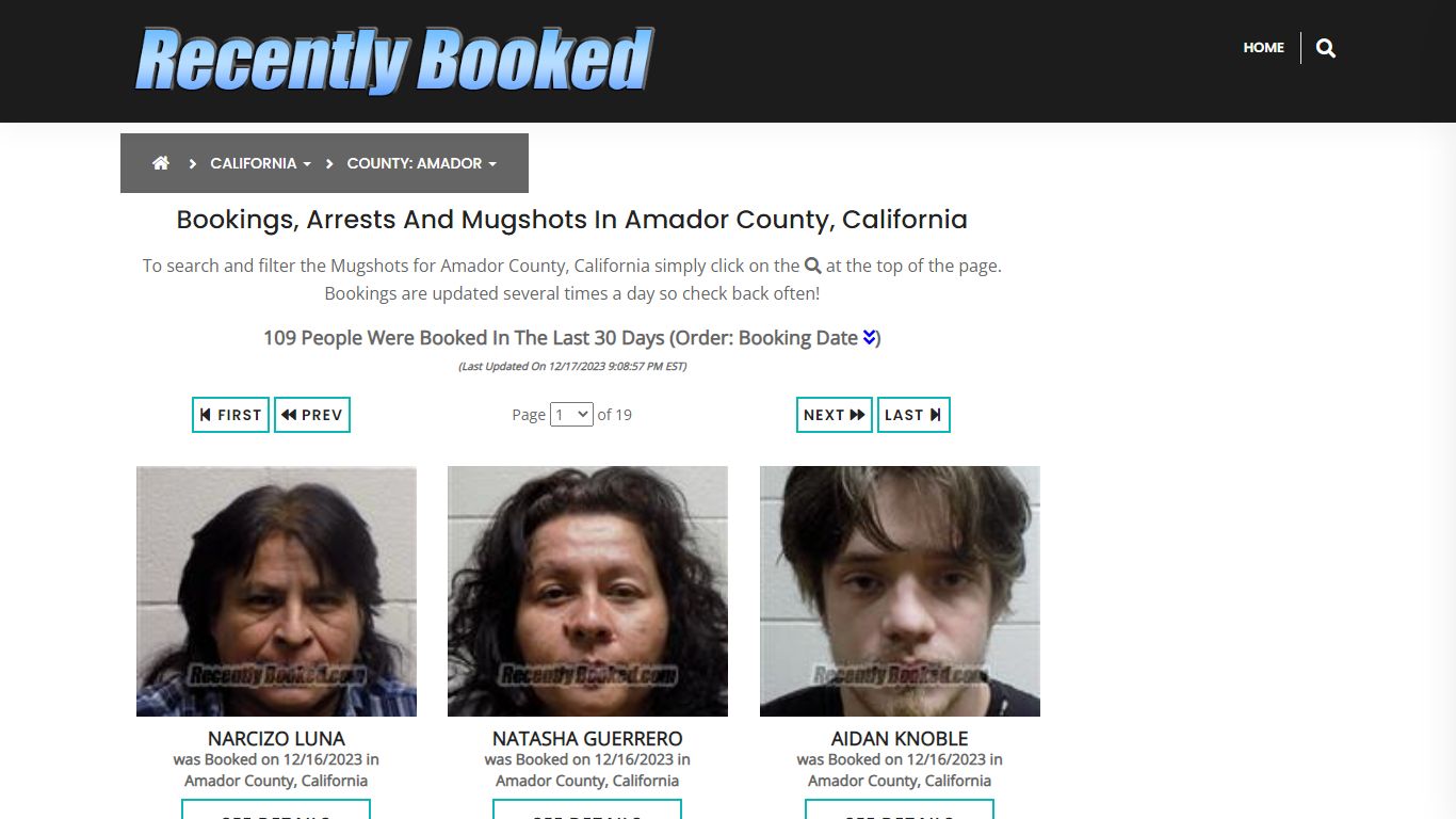 Bookings, Arrests and Mugshots in Amador County, California